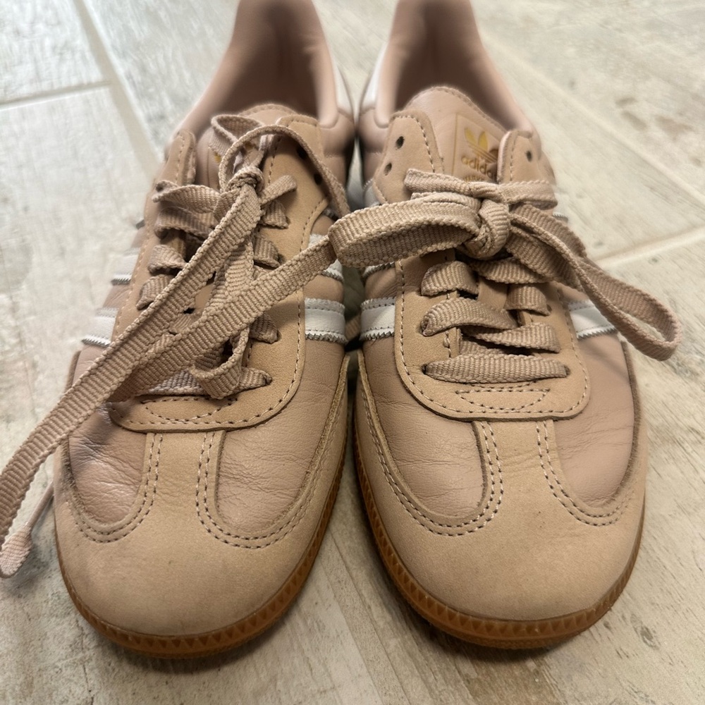 Adidas Tan Sneakers with White Accents
